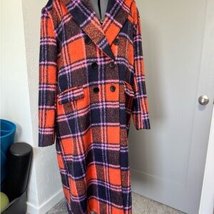 Nasty Gal Red Plaid Coat